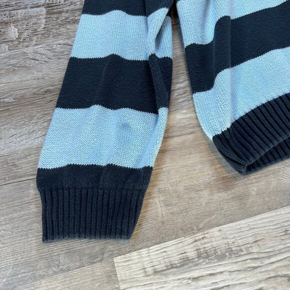 Haggar Generations XXL Black Blue Striped Cotton Sweater Y2K Emo Grunge - Picture 2 of 6